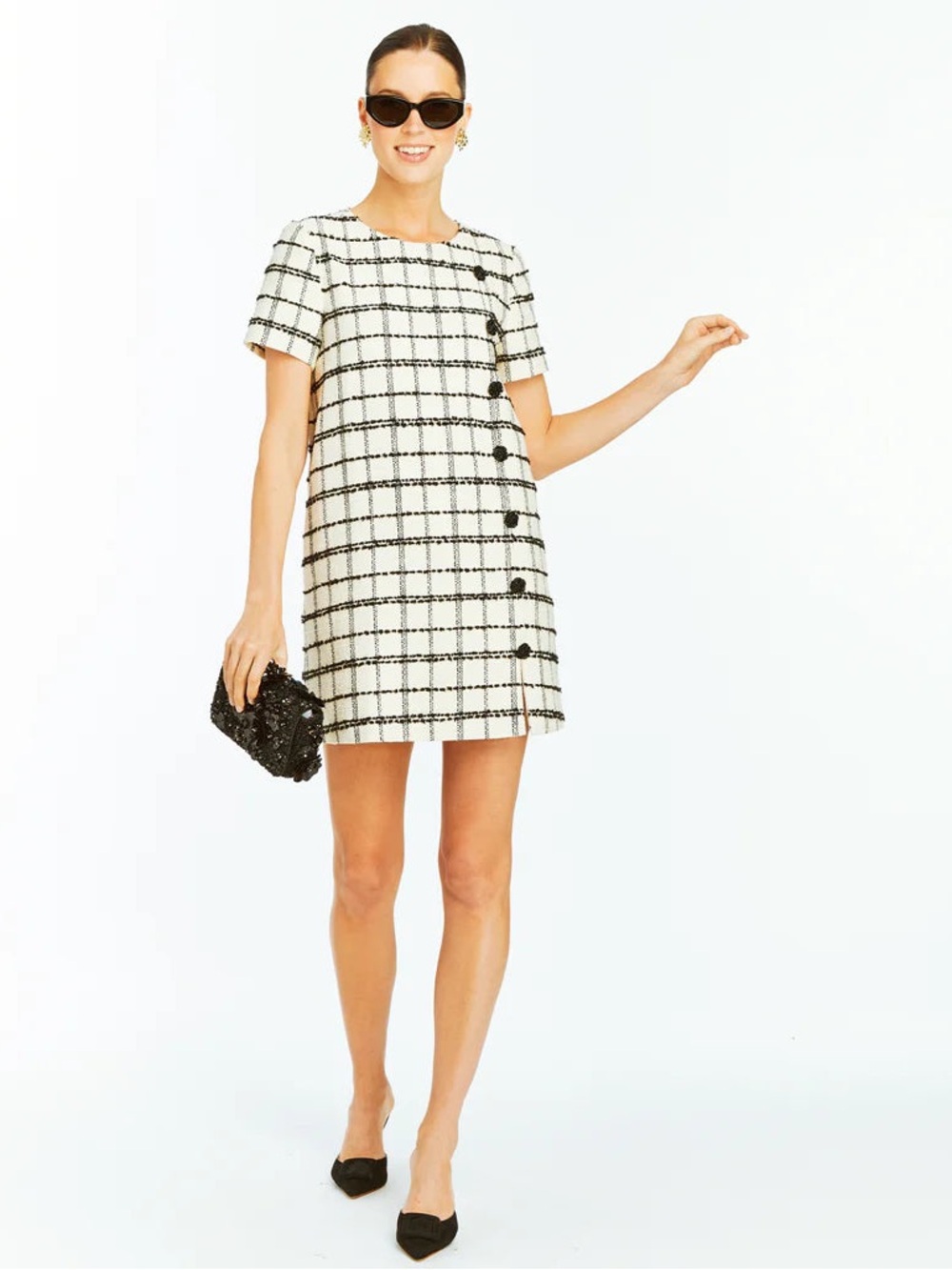 NWT MESTIZA Isolde Cotton-Blend Tweed Short Sleeve Minidress